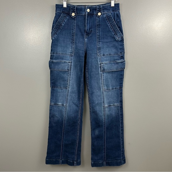 White House Black Market High Rise Wide Leg Cargo Jeans Size 2 - Picture 2 of 14